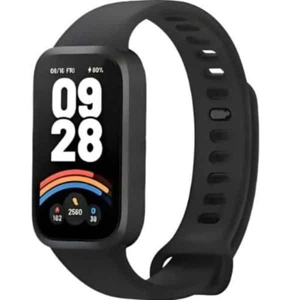 Imagem da smartband Xiaomi Mi Band 9 Active no formato quadrado com foco nos detalhes visuais