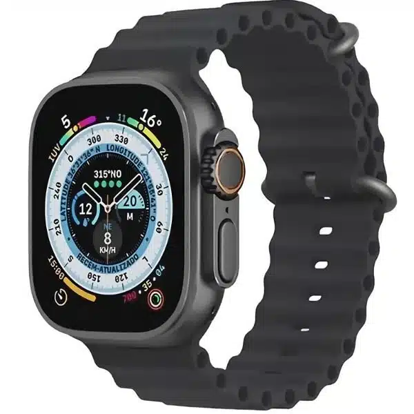 Imagem do smartwatch Microwear W69 Series 9 no formato quadrado com foco nos detalhes visuais