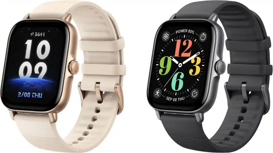 Imagem do smartwatch Amazfit GTS 4 Mini no formato paisagem