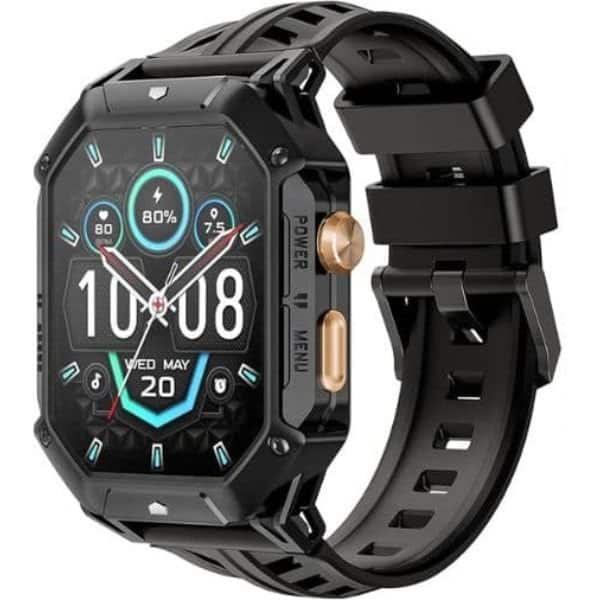 Imagem do smartwatch Haylou Iron N1 no formato quadrado com foco nos detalhes visuais