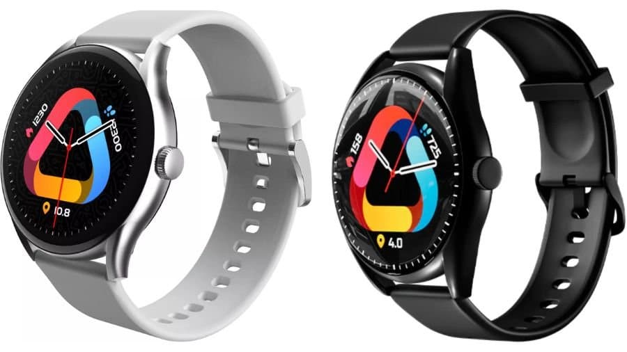 Imagem do smartwatch QCY GTS8 com pulseira de silicone no formato paisagem para visualização geral