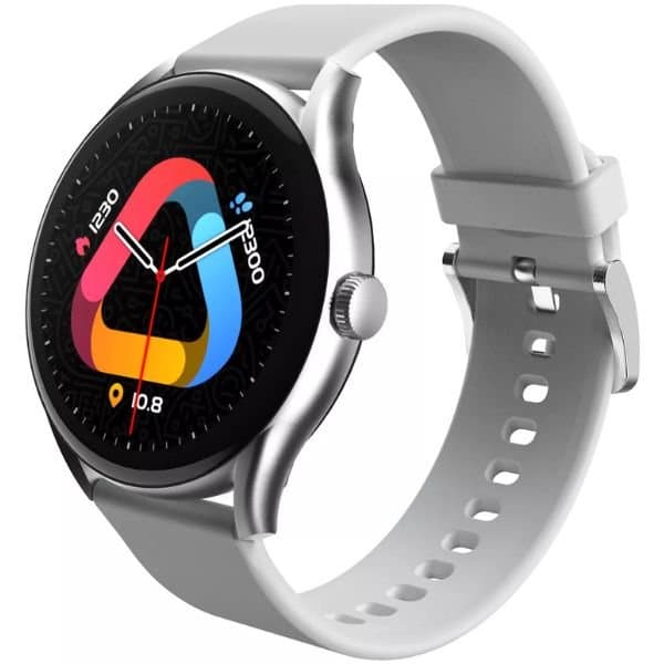 Imagem do smartwatch QCY GTS8 com pulseira de silicone no formato quadrado com foco nos detalhes visuais